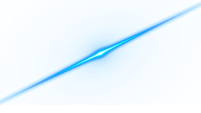 Abstract Blue Diagonal Lens Flare Light Streak on Transparent Background