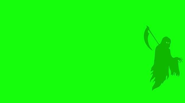 Floating Grim Reaper Green Screen | Animated Reaper with Scythe  Spooky Grim Reaper Silhouette Gliding Across Screen Green Screen Gliding Grim Reaper Animation 