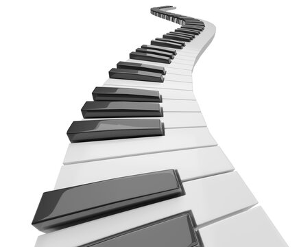 Winding path shaped like a piano isolated on white background. 3D illustration.