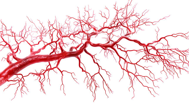 Detailed vascular tree with dense branches on dark background