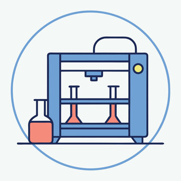 A logo of 3d printer and labs image. 