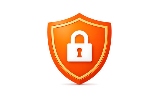 Digital security shield with padlock icon. Cyber protection emblem for online safety and data privacy.