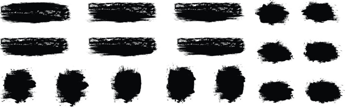 New different grunge brush strokes set. Paint, ink brush, brush strokes, frames with banner for graphic background decoration. Grunge paint brush stroke set.