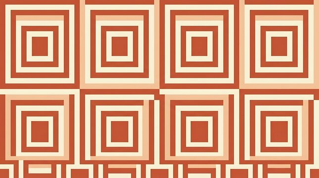 Retro geometric pattern with terracotta and cream nested squares