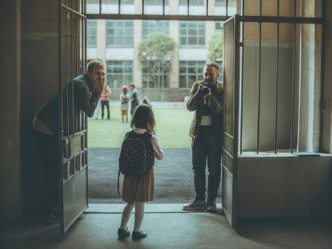 Children at School Entrance