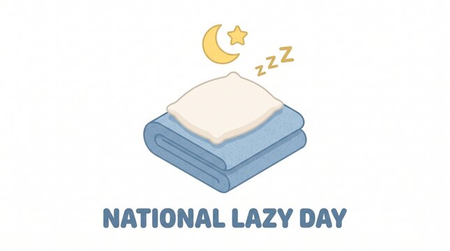 Lazy person sleeping on pillow with moon icon