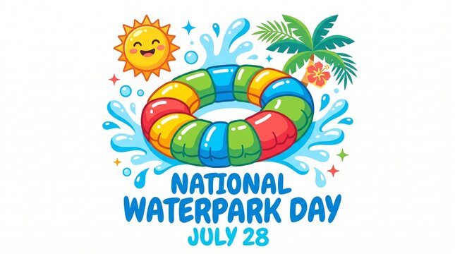 Colorful inflatable ring for national waterpark day
