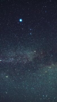 Constellations and Milky Way stars on a dark countryside skies. Time-lapse video.