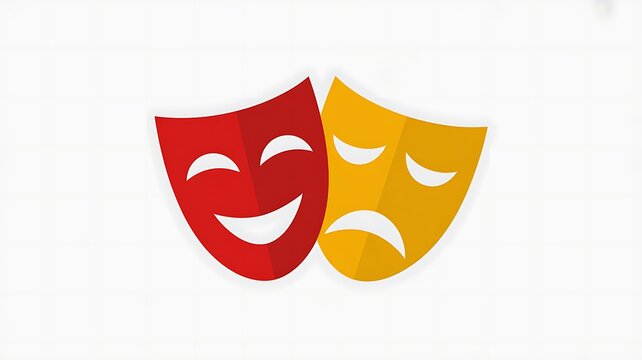 Happy and sad theater masks icon design