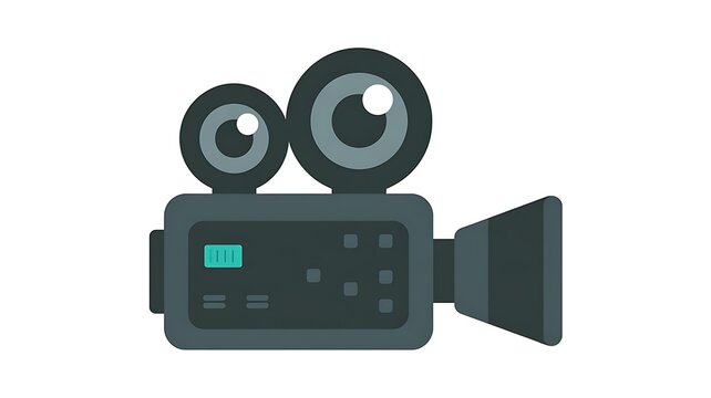 Flat vector icon of a vintage film camera
