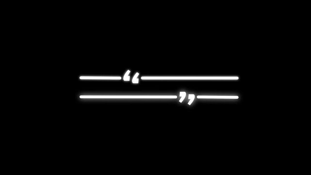 Opening and closing quote marks animation for social media text highlighting on black background