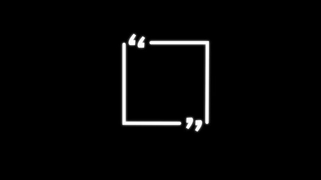 white outline square quotation mark frame Empty square quote frame with quotation marks.