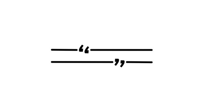 Opening and closing quote marks animation for social media text highlighting on white background