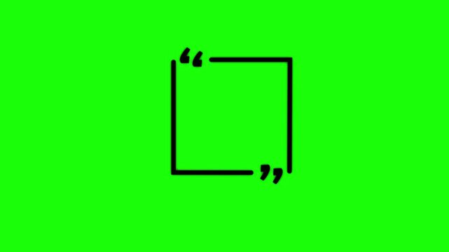 Black outline square quotation mark frame Empty square quote frame with quotation marks.