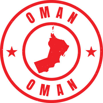OMAN Circle Rubber Stamp with Name and Map Vector