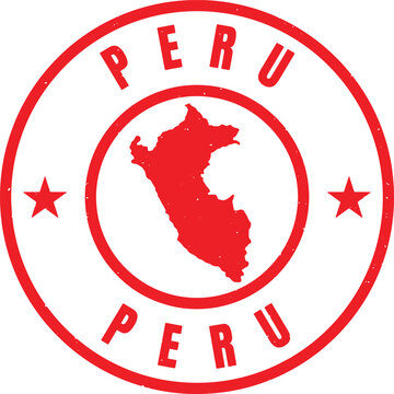 PERU Circle Rubber Stamp with Name and Map Vector