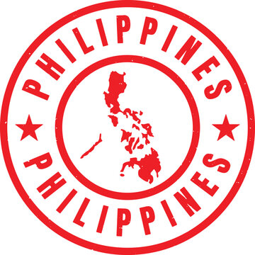 PHILIPPINES Circle Rubber Stamp with Name and Map Vector