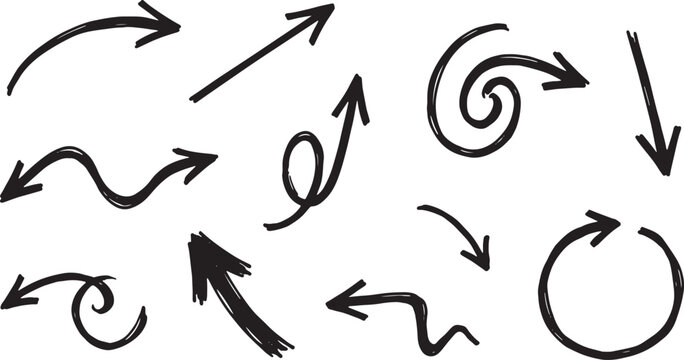 Black ink handwritten arrows on white background