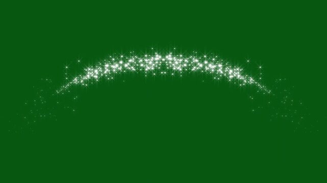 Glowing white sparkle line trail, luxury glitter stars, twinkling fairy dust particles, magic pixie dust path, green screen overlay, 4k