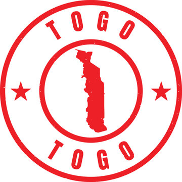 TOGO Circle Rubber Stamp with Name and Map Vector