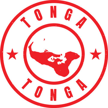 TONGA Circle Rubber Stamp with Name and Map Vector
