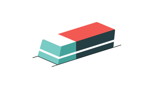 Isometric red and blue eraser vector illustration representing retro school stationery and drawing correction tools.
