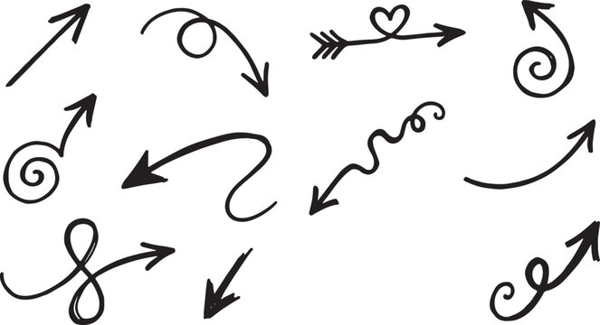Hand-drawn black arrows in circular motion pattern