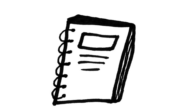 Spiral Notebook Doodle Vector &mdash; Simple Notepad Line Art Illustration