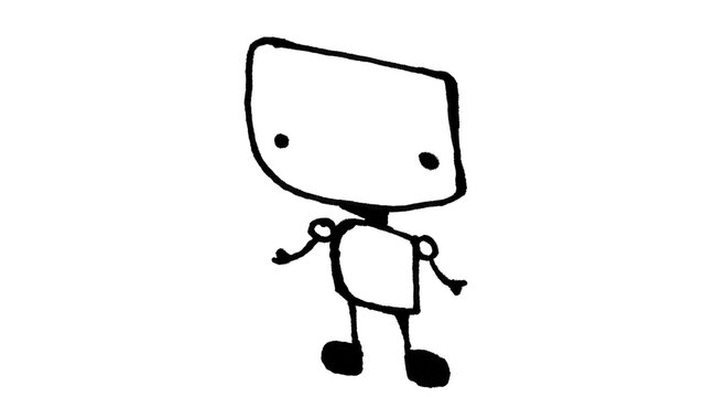 Cute Robot Doodle Vector &mdash; Simple Android Line Art Illustration