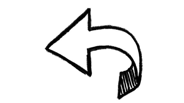 Hand Drawn Curved Arrow Doodle with Shaded 3D Effect