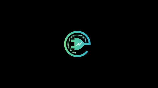 Electric Charging Icon with Battery Energy and Power Supply Symbol
