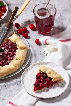 Rustic Cherry Galette with Fresh Cherries and Homemade Cherry Compote
