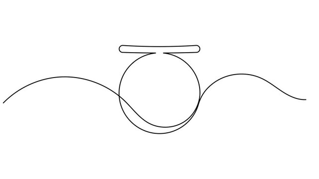 Continuous one line animating a Vulcan symbol minimalist single hypothetical astrology horoscope video intros documentaries and educational astronomy clips motion graphic moving on white background