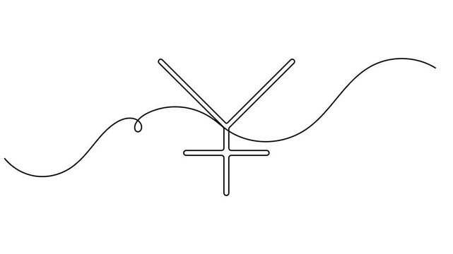 Continuous one line animating a Vulcan symbol minimalist single hypothetical astrology horoscope video intros documentaries and educational astronomy clips motion graphic moving on white background