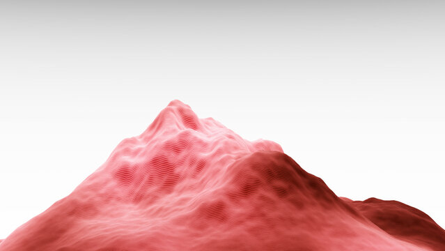 Soft red gradient mountain range on clean white background.