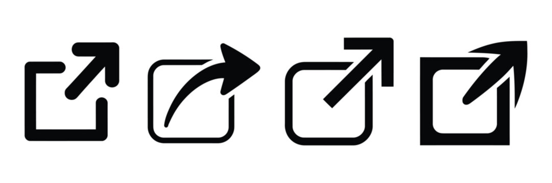 External link icon, hyperlink chain symbol, download, share, web navigation, URL connection, outline and silhouette design