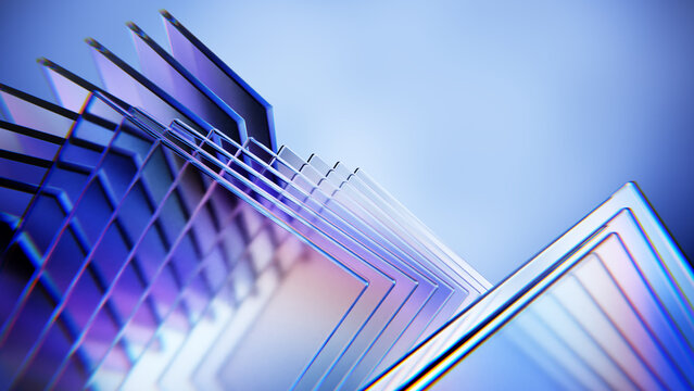 Sharp layered glass panels with sleek premium reflections.