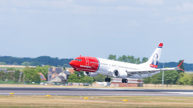Norwegian Air Shuttle ASA landing at Brussels Airport Zaventem in Belgium