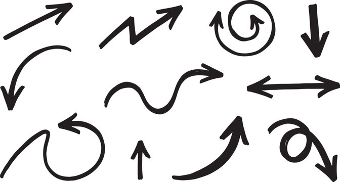 Black hand gesture arrows pointing in multiple directions