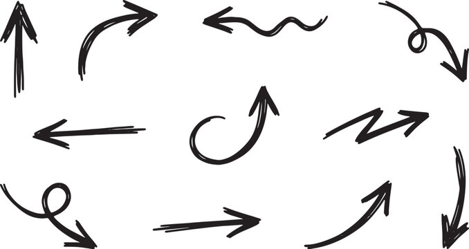Black hand-drawn arrows on white background