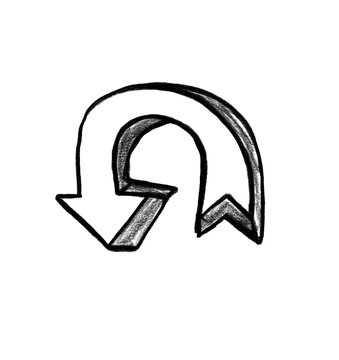 Hand Drawn Doodle U-Turn Arrow | Sketch Line Art Brush Illustration