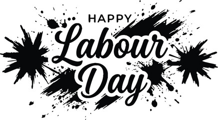 Happy labor day festive brushstroke typography for holiday celebrations © Jaharul