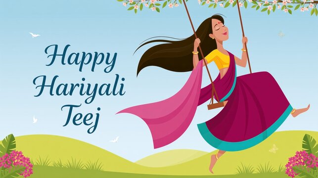 Happy hariyali teej card background.