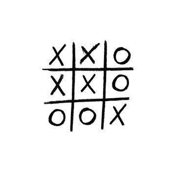 Hand Drawn Doodle Tic Tac Toe Game | Sketch Line Art Brush Illustration
