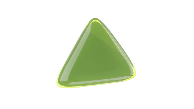 Flat green rounded triangle geometric shape with triangle geometric isolated
