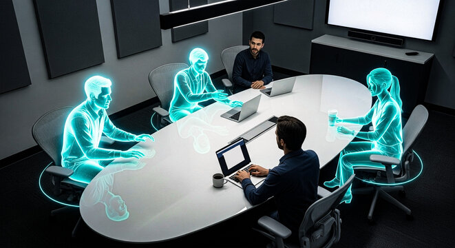 Hybrid Work Virtual  Meeting Concept Illustration
