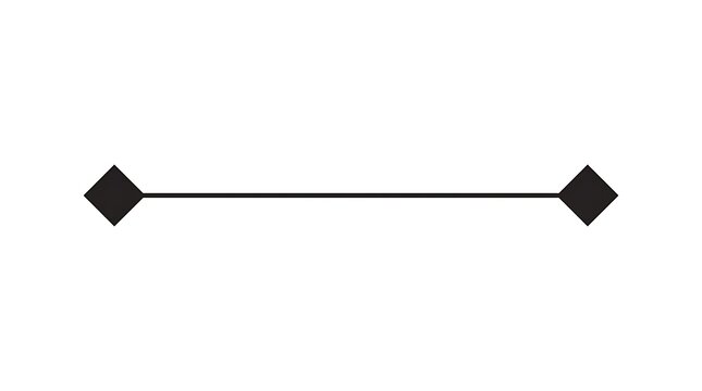 Black horizontal line divider with simple diamond shapes at both ends for text or page separation