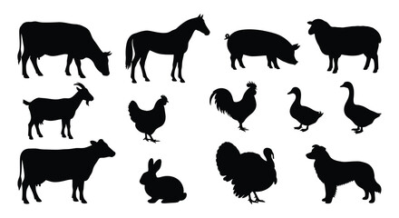 Farm Animal Silhouettes In Black And White A Silhouette © SAKINA