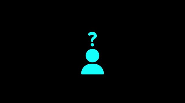 Minimalist cyan user with pulsing question mark animation for digital interface and ux