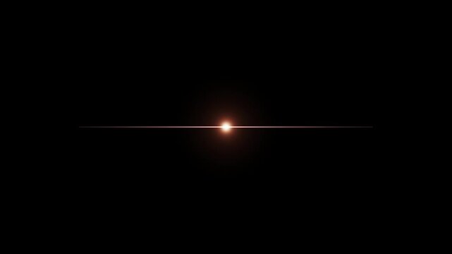 Abstract glowing light line with soft lens flare effect on black background, for motion